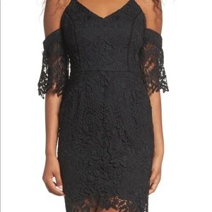 Nordstrom Black Cold Shoulder Lace Sheath Dress